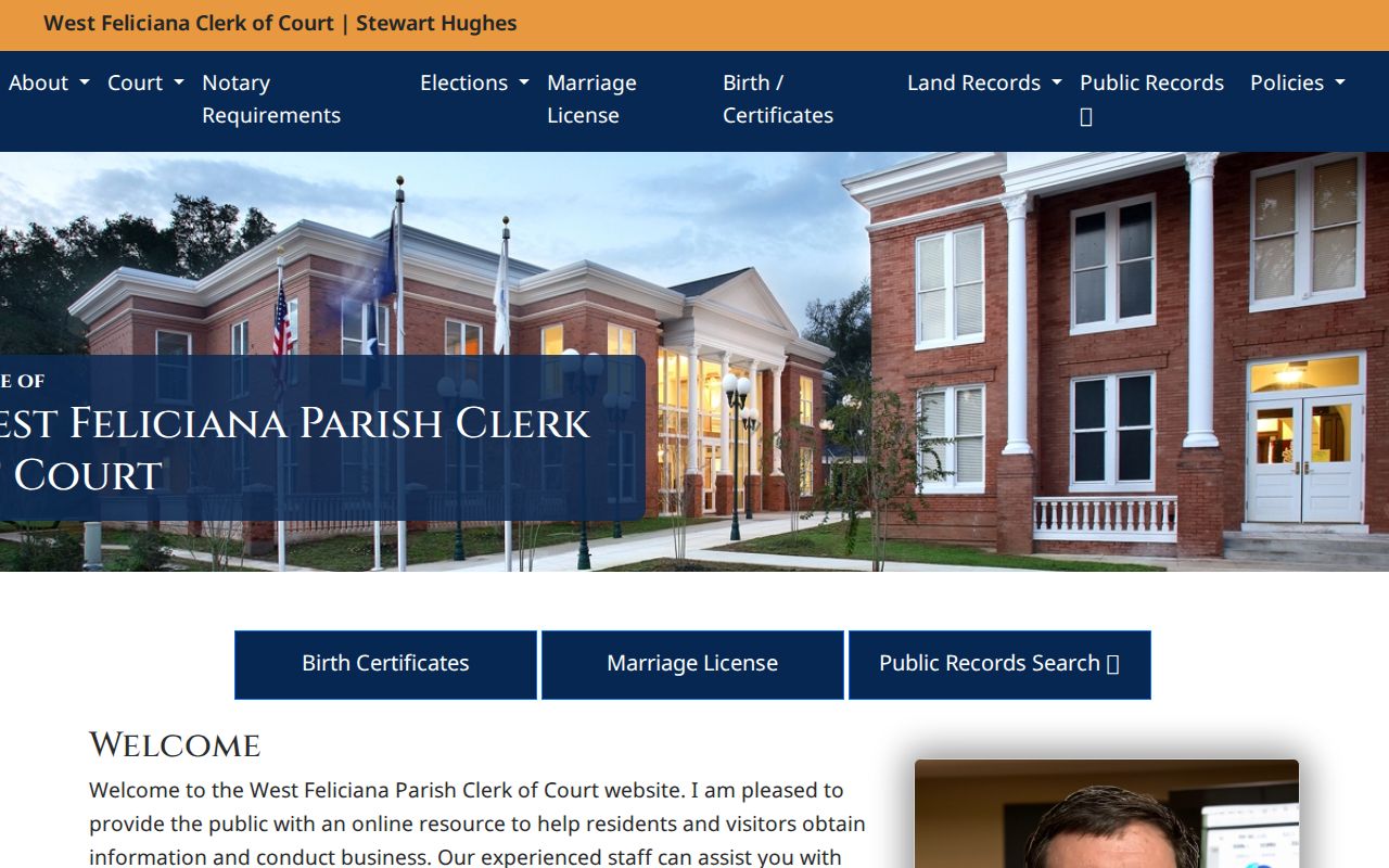 West Feliciana Parish Clerk eClerks record search page for traffic warrant research