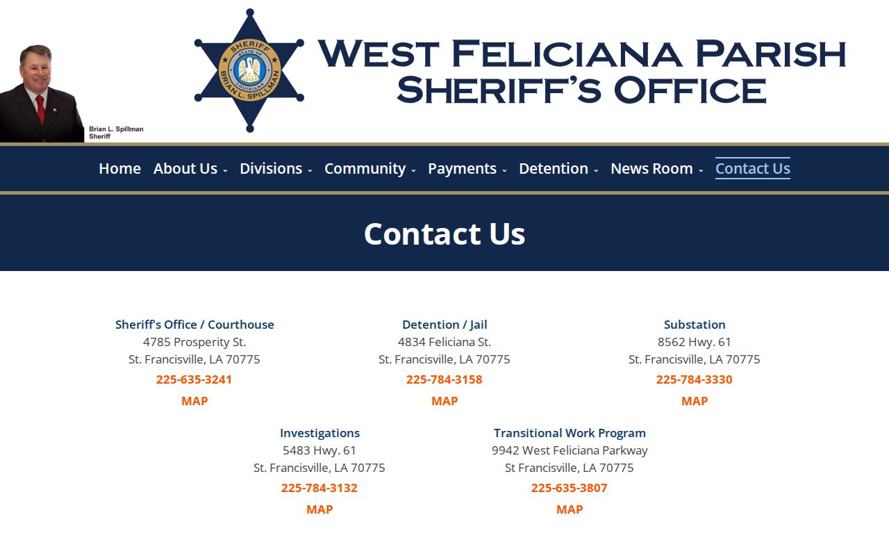 West Feliciana Parish Sheriff contact cards for arrest warrant records requests