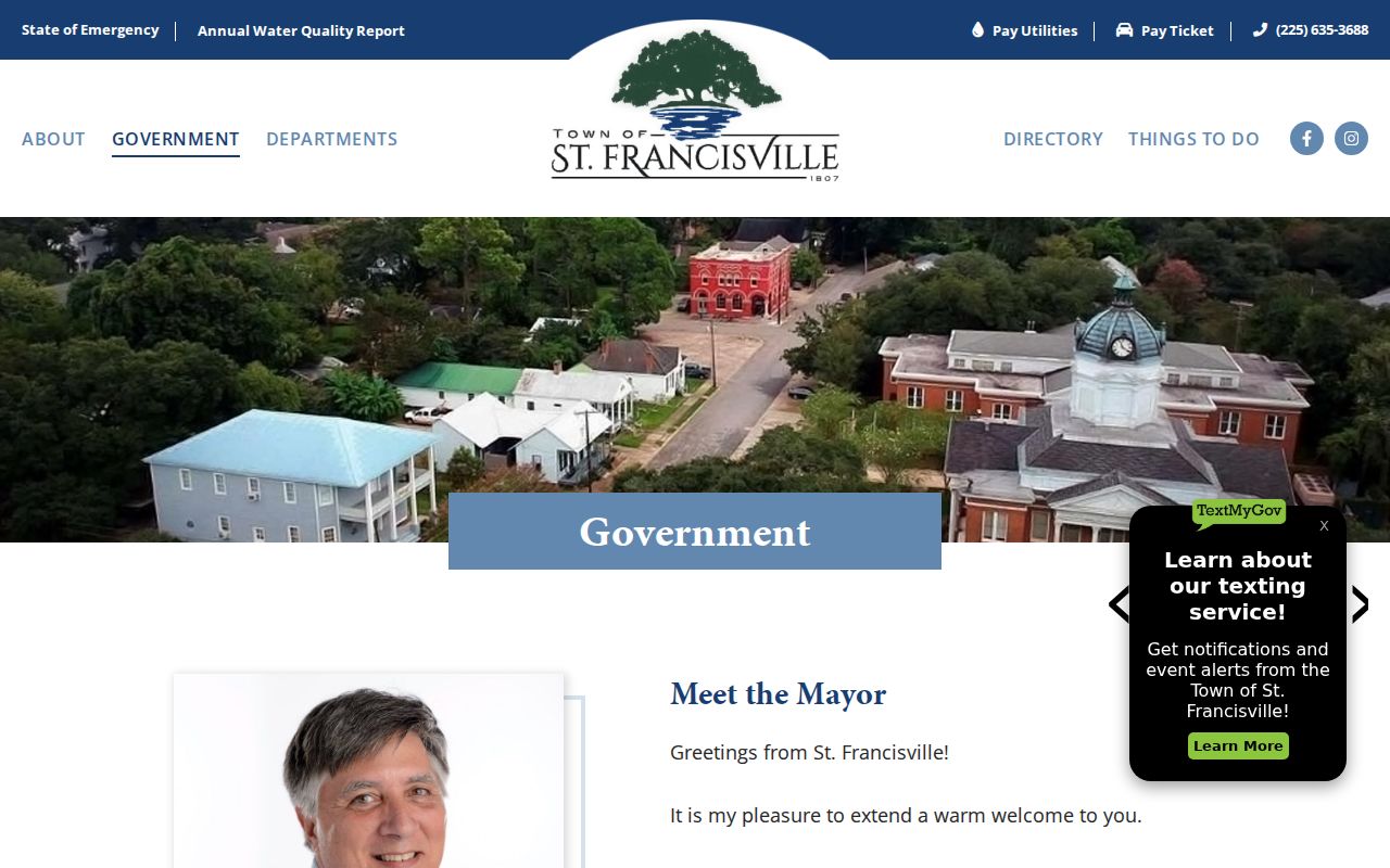 St. Francisville Town Clerk public record route page for warrant records