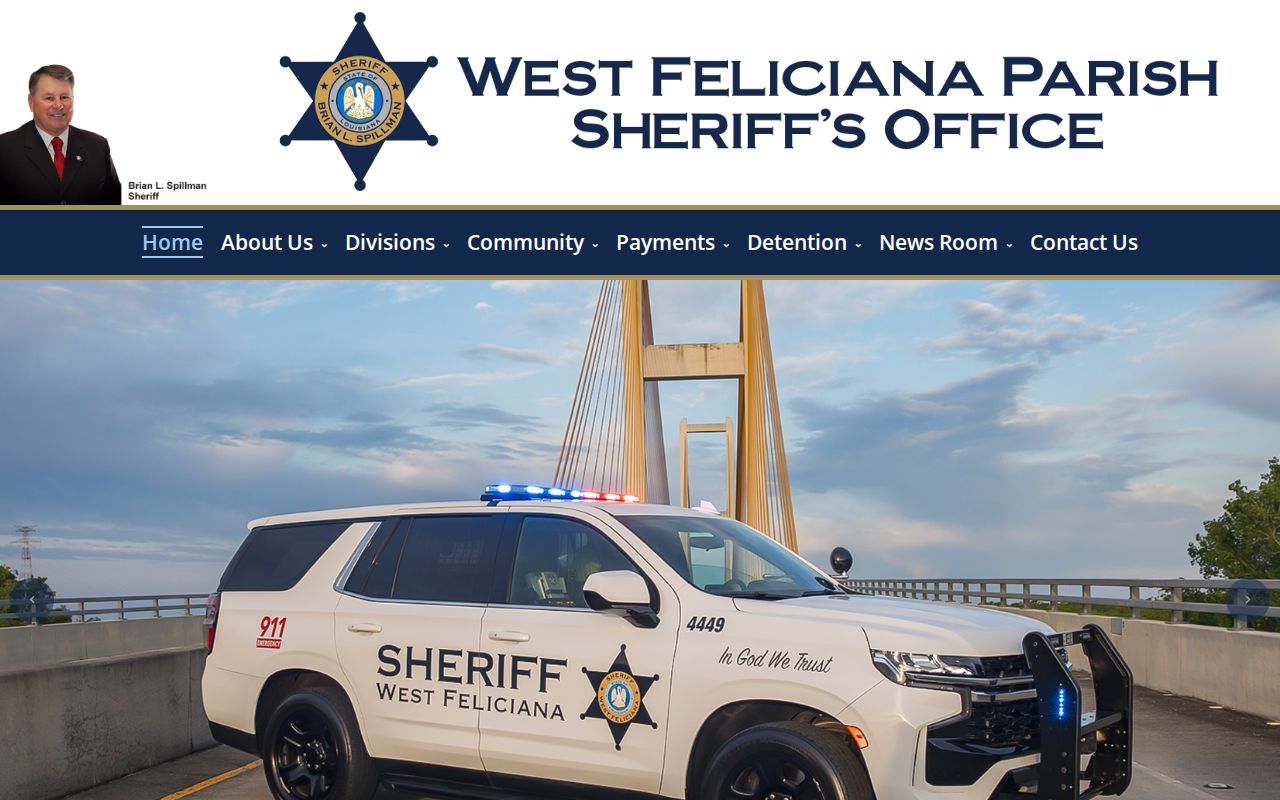 West Feliciana Parish Sheriff's Office website header used for warrant records research